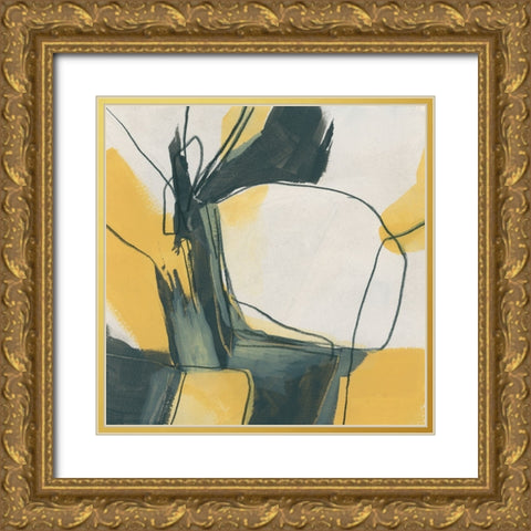 Gold Stroke I Gold Ornate Wood Framed Art Print with Double Matting by Vess, June Erica