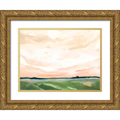 Coral Skies I Gold Ornate Wood Framed Art Print with Double Matting by Caroline, Emma