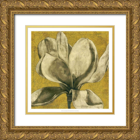 Ecru Magnolia I Gold Ornate Wood Framed Art Print with Double Matting by Goldberger, Jennifer