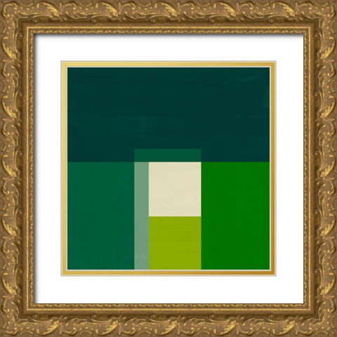 Emerald Centerpoint I Gold Ornate Wood Framed Art Print with Double Matting by Vess, June Erica