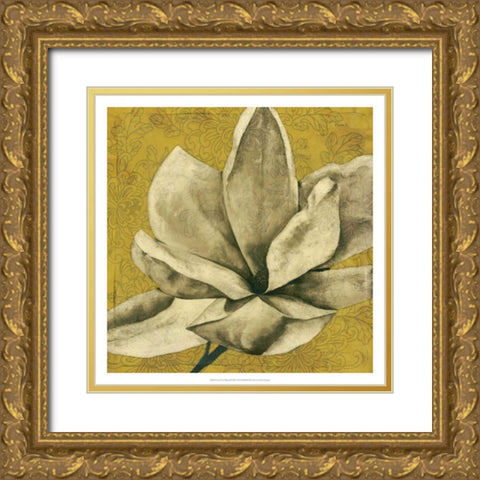 Ecru Magnolia II Gold Ornate Wood Framed Art Print with Double Matting by Goldberger, Jennifer