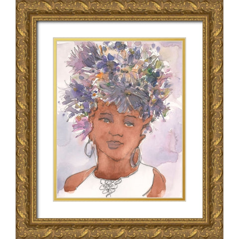 A Sister Moment I Gold Ornate Wood Framed Art Print with Double Matting by Dixon, Samuel