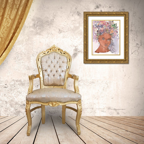 A Sister Moment II Gold Ornate Wood Framed Art Print with Double Matting by Dixon, Samuel