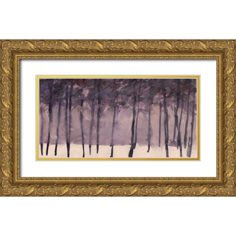 Misty Tree Line I Gold Ornate Wood Framed Art Print with Double Matting by Dixon, Samuel