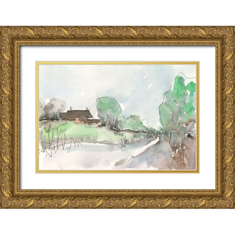 The Landscape Background I Gold Ornate Wood Framed Art Print with Double Matting by Dixon, Samuel
