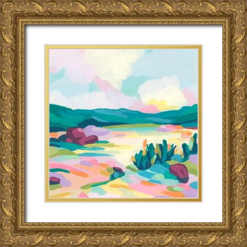 Pink Rock Valley II Gold Ornate Wood Framed Art Print with Double Matting by Vess, June Erica
