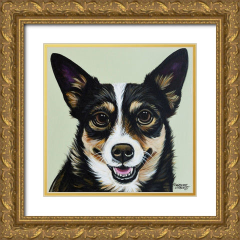 Black and Tan Corgi Gold Ornate Wood Framed Art Print with Double Matting by Vitaletti, Carolee