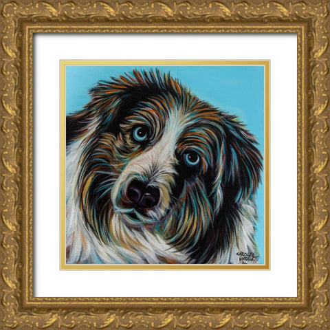 Blue Eyed Dog Gold Ornate Wood Framed Art Print with Double Matting by Vitaletti, Carolee