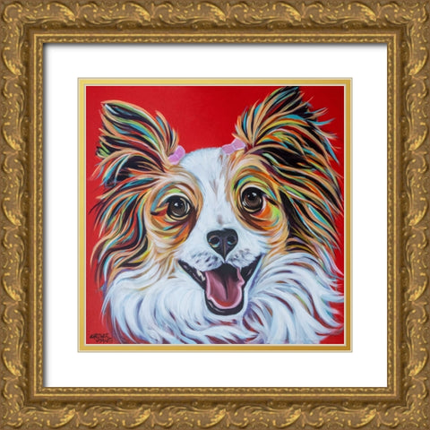 Happy Papillon Gold Ornate Wood Framed Art Print with Double Matting by Vitaletti, Carolee