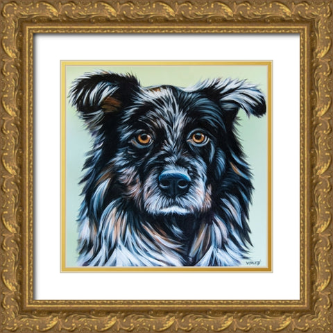 Realistic Australian Shepard Gold Ornate Wood Framed Art Print with Double Matting by Vitaletti, Carolee