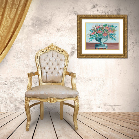 Spring Vase on Pedestal I Gold Ornate Wood Framed Art Print with Double Matting by Wang, Melissa