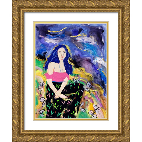 Night Galaxy II Gold Ornate Wood Framed Art Print with Double Matting by Wang, Melissa