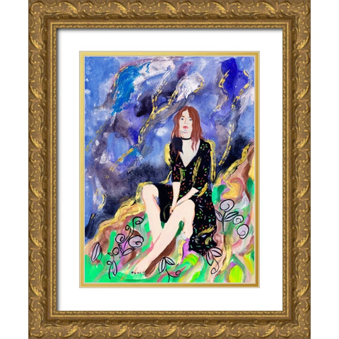 Night Galaxy III Gold Ornate Wood Framed Art Print with Double Matting by Wang, Melissa
