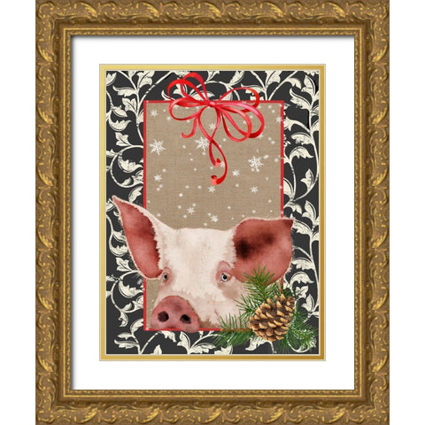 County Christmas Farm II Gold Ornate Wood Framed Art Print with Double Matting by Reynolds, Jade