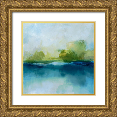 Reflected Lake Horizon II Gold Ornate Wood Framed Art Print with Double Matting by Barnes, Victoria