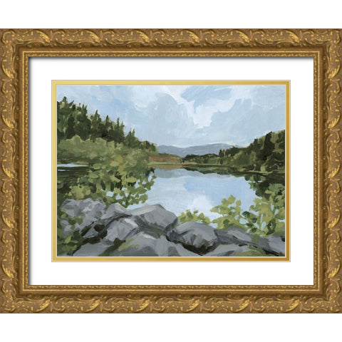 Lake Overlook I Gold Ornate Wood Framed Art Print with Double Matting by Barnes, Victoria