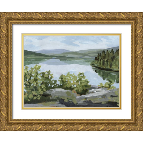 Lake Overlook II Gold Ornate Wood Framed Art Print with Double Matting by Barnes, Victoria