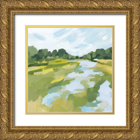 Verdant Abstract Wetland I Gold Ornate Wood Framed Art Print with Double Matting by Barnes, Victoria