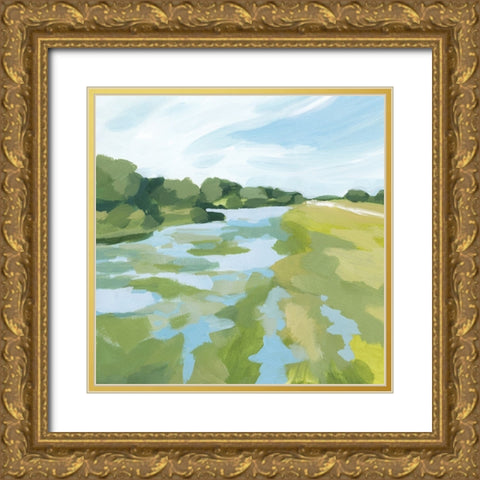 Verdant Abstract Wetland II Gold Ornate Wood Framed Art Print with Double Matting by Barnes, Victoria