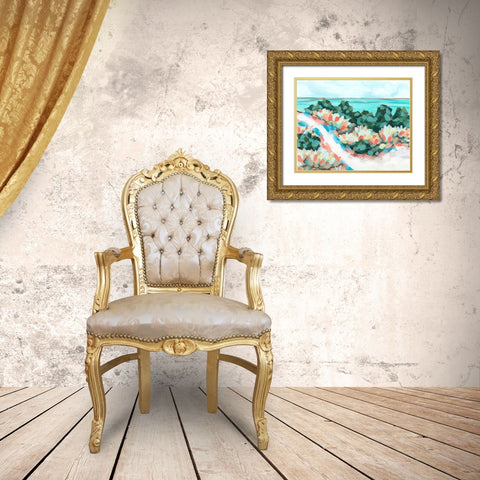 Beach Side II Gold Ornate Wood Framed Art Print with Double Matting by Wang, Melissa