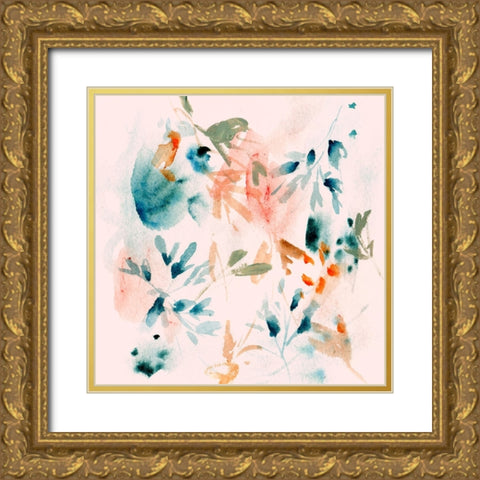 Peach Bloom III Gold Ornate Wood Framed Art Print with Double Matting by Wang, Melissa