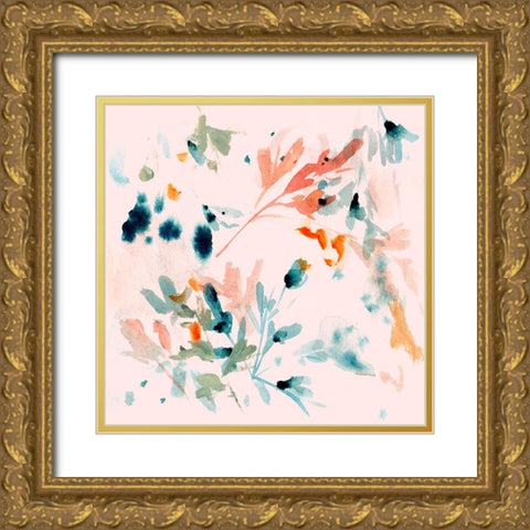 Peach Bloom V Gold Ornate Wood Framed Art Print with Double Matting by Wang, Melissa