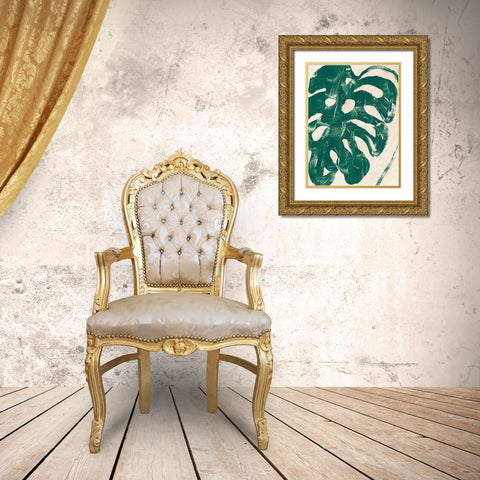 Basketweave Leaf IV Gold Ornate Wood Framed Art Print with Double Matting by Vess, June Erica