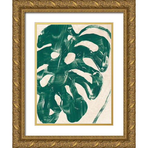 Basketweave Leaf IV Gold Ornate Wood Framed Art Print with Double Matting by Vess, June Erica