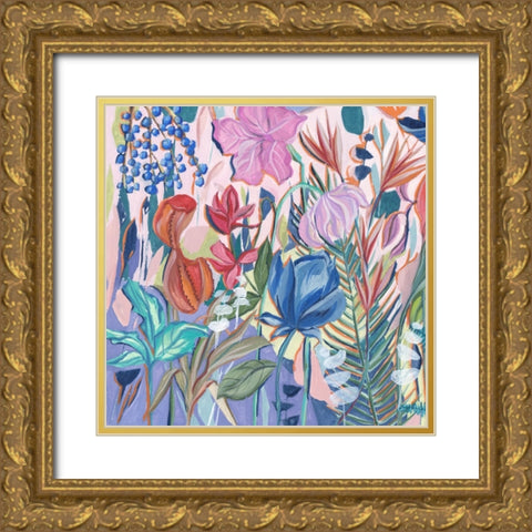 Tropical Fest IV Gold Ornate Wood Framed Art Print with Double Matting by Wang, Melissa