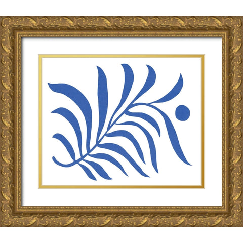 Blue Fern I Gold Ornate Wood Framed Art Print with Double Matting by Green, Jacob