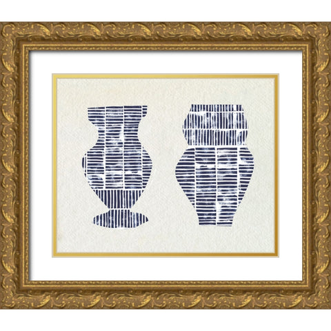 Dashed Modern Vases IV Gold Ornate Wood Framed Art Print with Double Matting by Sizemore, Natalie