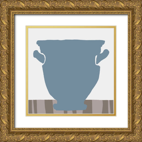 Indigo Striped Vase II Gold Ornate Wood Framed Art Print with Double Matting by Vision Studio