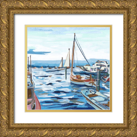 Blue Bay II Gold Ornate Wood Framed Art Print with Double Matting by Wang, Melissa