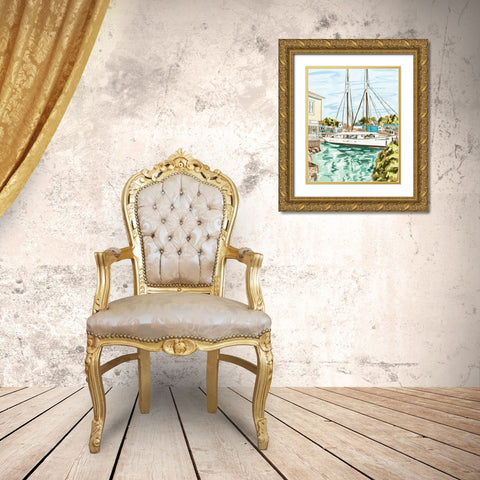 Summer Sails II Gold Ornate Wood Framed Art Print with Double Matting by Wang, Melissa