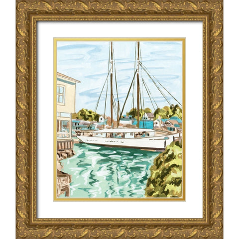 Summer Sails II Gold Ornate Wood Framed Art Print with Double Matting by Wang, Melissa