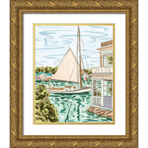 Summer Sails III Gold Ornate Wood Framed Art Print with Double Matting by Wang, Melissa