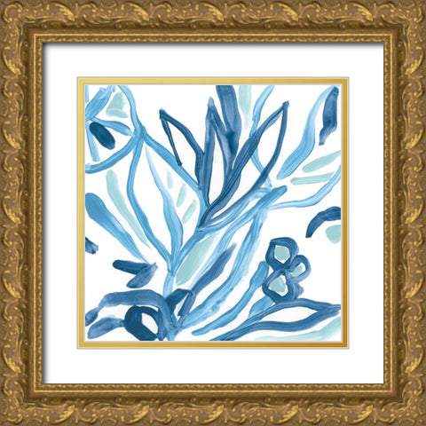 Blue Tropical Sketch IV Gold Ornate Wood Framed Art Print with Double Matting by Vess, June Erica