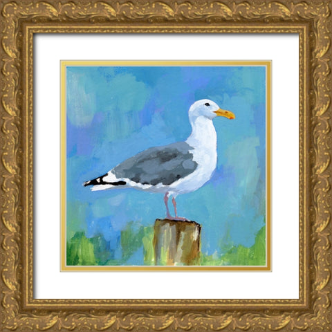 Salty Gull I Gold Ornate Wood Framed Art Print with Double Matting by Barnes, Victoria