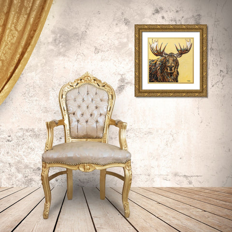 A Large Moose Gold Ornate Wood Framed Art Print with Double Matting by Vitaletti, Carolee