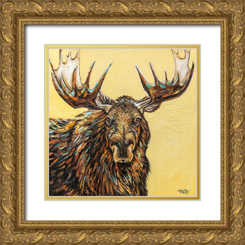 A Large Moose Gold Ornate Wood Framed Art Print with Double Matting by Vitaletti, Carolee