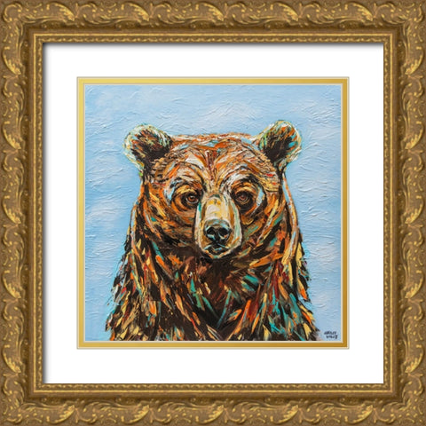 A Large Bear Gold Ornate Wood Framed Art Print with Double Matting by Vitaletti, Carolee