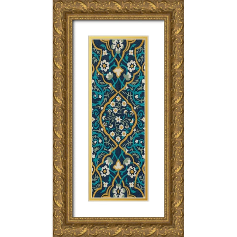 Cobalt Tapestry II Gold Ornate Wood Framed Art Print with Double Matting by Zarris, Chariklia