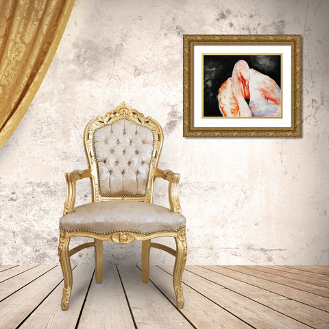 Flamingo Down Gold Ornate Wood Framed Art Print with Double Matting by Edmunds, Sydney