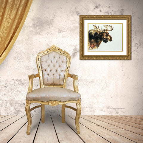 Moose Gold Ornate Wood Framed Art Print with Double Matting by Edmunds, Sydney