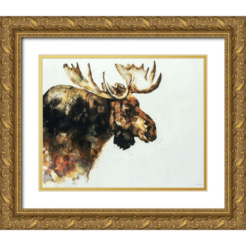 Moose Gold Ornate Wood Framed Art Print with Double Matting by Edmunds, Sydney