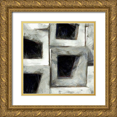 Sketchy Blocks I Gold Ornate Wood Framed Art Print with Double Matting by Saunders, Alonzo