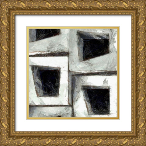 Sketchy Blocks II Gold Ornate Wood Framed Art Print with Double Matting by Saunders, Alonzo