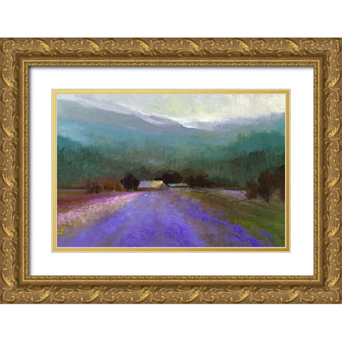 Lavender Light Gold Ornate Wood Framed Art Print with Double Matting by Finch, Sheila