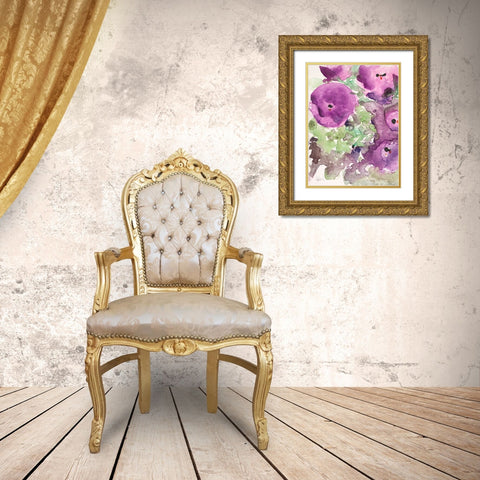 The Purple Bouquet II Gold Ornate Wood Framed Art Print with Double Matting by Dixon, Samuel