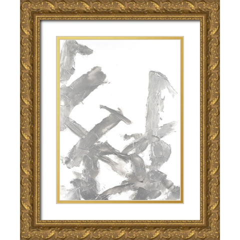 Silvery Strokes II Gold Ornate Wood Framed Art Print with Double Matting by Willett, Michael